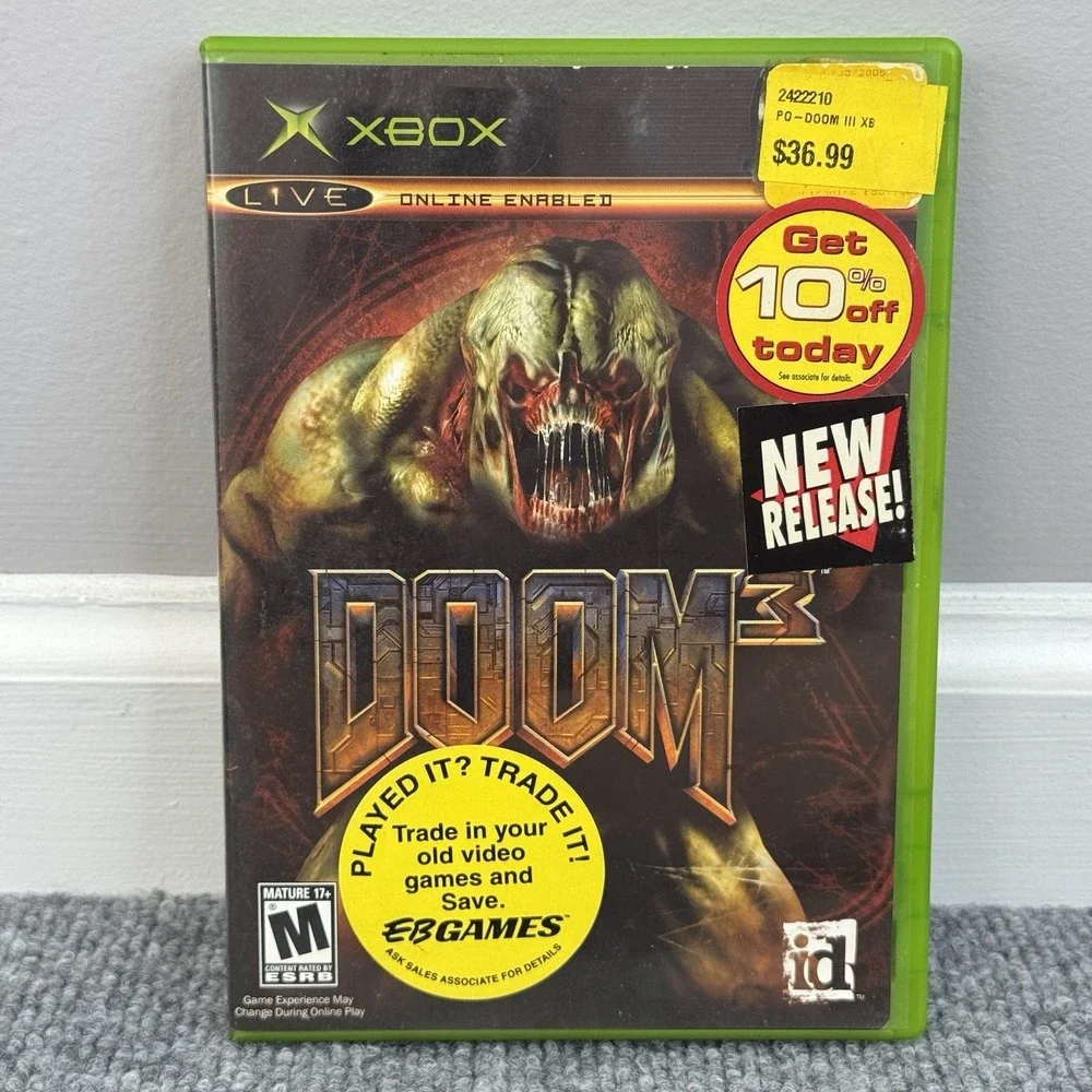 Doom 3 (Microsoft Xbox,‎ 2005) CIB Complete w/Manual - Tested Working